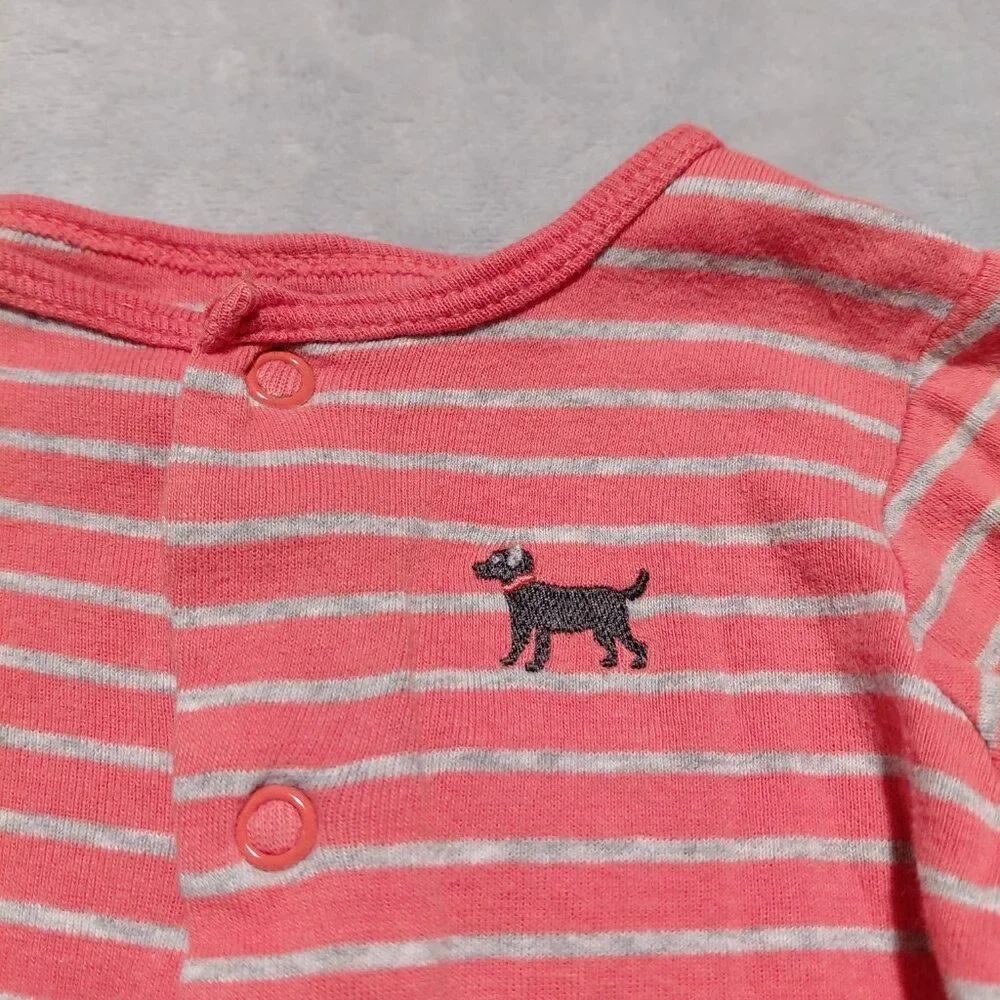 Carter's 6M 100% Cotton Full Snap Footie Striped with Dog Embroidered